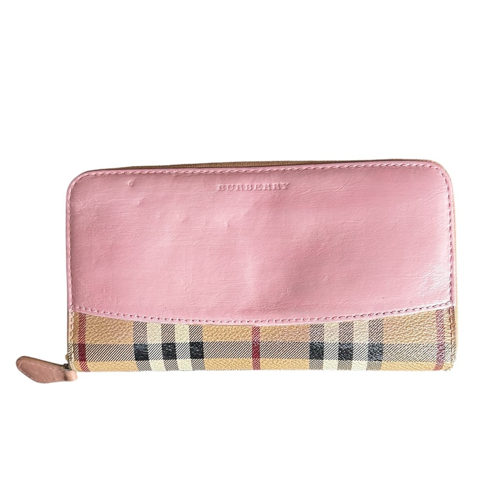 Burberry Pink/Novacheck Zip Long Wallet